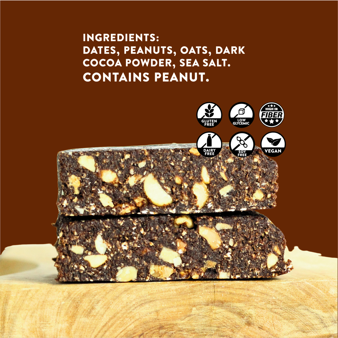 Peanut Date Brownie Wellness Bars