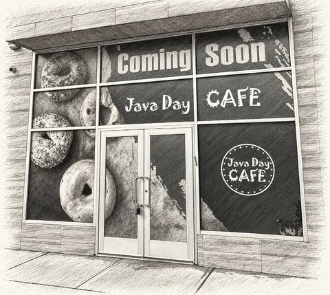 Sketch illustration of Java Day Cafe in Teaneck, New Jersey