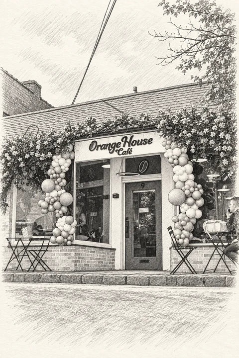 Sketch illustration of Orange House Cafe — South Orange Village at 9 Village Plaza, South Orange, NJ 07079